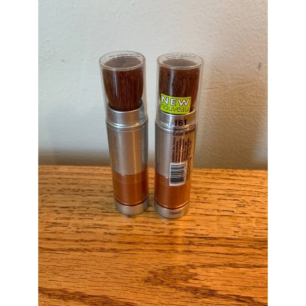 2 x WET N WILD Mega Shimmer LOOSE POWDER w/ BRUSH ~ BRONZE GLOW 161 Lot 2 Rare!